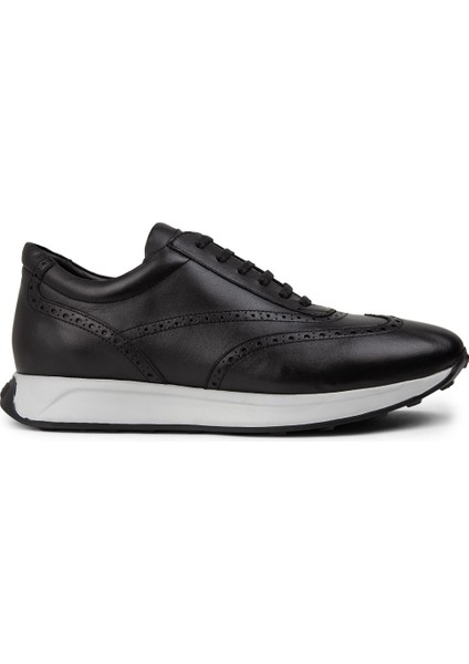 Hakiki Deri Siyah Erkek Sneaker Ayakkabı - 00750MSYHE06