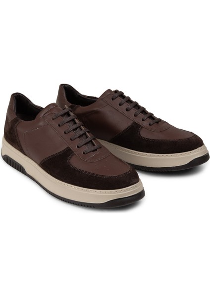 Hakiki Deri Kahverengi Erkek Sneaker Ayakkabı - 01965MKHVE01