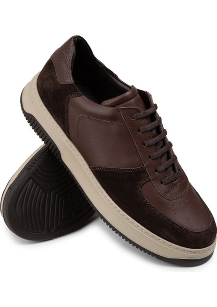 Hakiki Deri Kahverengi Erkek Sneaker Ayakkabı - 01965MKHVE01