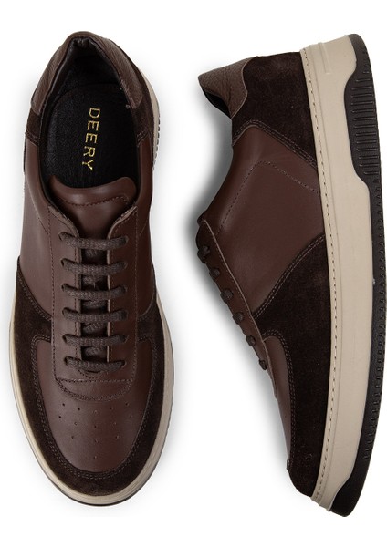 Hakiki Deri Kahverengi Erkek Sneaker Ayakkabı - 01965MKHVE01