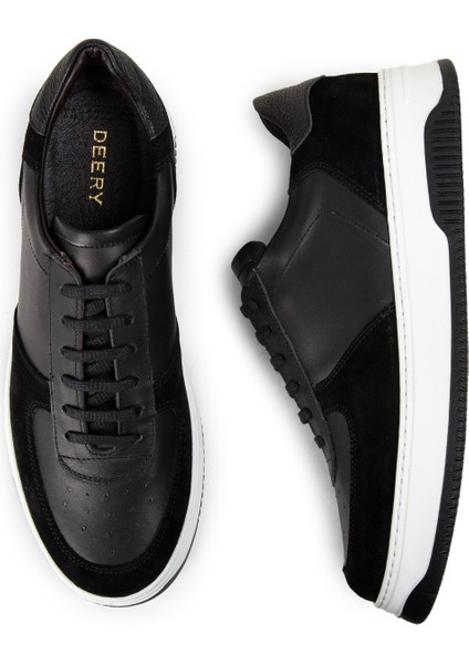 Hakiki Deri Siyah Erkek Sneaker Ayakkabı - 01965MSYHE02 indirimleri