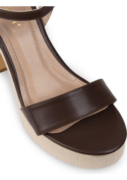 Kahverengi Platform Topuk Kadın Sandalet - K1040ZKHVM01