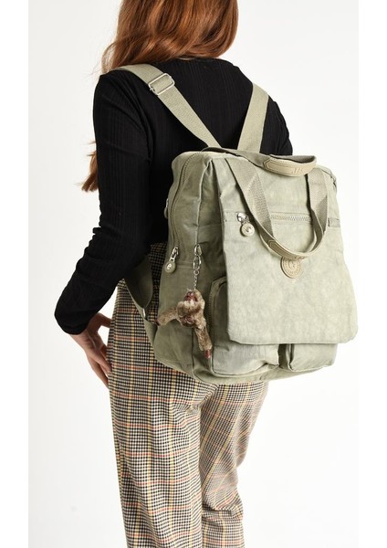 Kapaklı Okul Çantası Ister Elde Ister Sırt Olarak Rahat Kullanım 35*30 cm Kadın Sırt Çantası