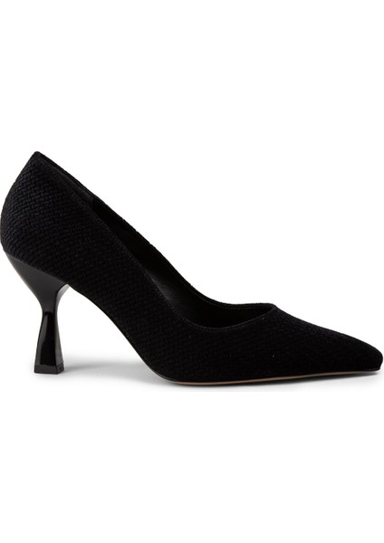 Siyah Örgü Desen Kadın Stiletto - PR511ZSYHM01