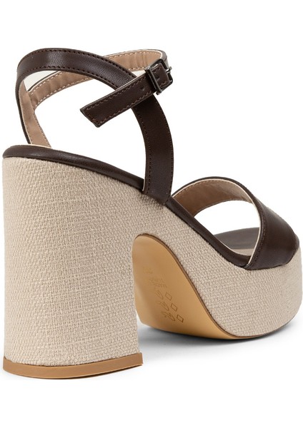 Kahverengi Platform Topuk Kadın Sandalet - K1040ZKHVM01 fiyatları