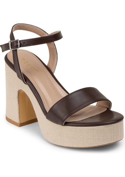 Kahverengi Platform Topuk Kadın Sandalet - K1040ZKHVM01 indirimleri