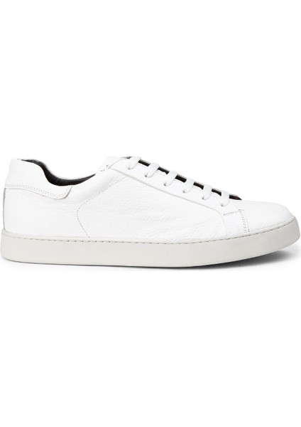 Hakiki Deri Beyaz Erkek Sneaker Ayakkabı - 01955MBYZC01