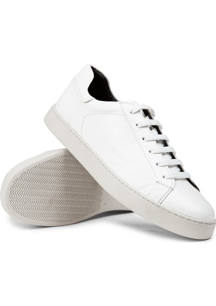 Hakiki Deri Beyaz Erkek Sneaker Ayakkabı - 01955MBYZC01 modelleri