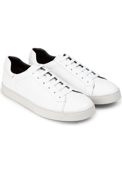 Hakiki Deri Beyaz Erkek Sneaker Ayakkabı - 01955MBYZC01 fırsatları