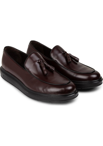 Hakiki Deri Bordo Comfort Püsküllü Erkek Loafer - 01840MBRDP04 fırsatları