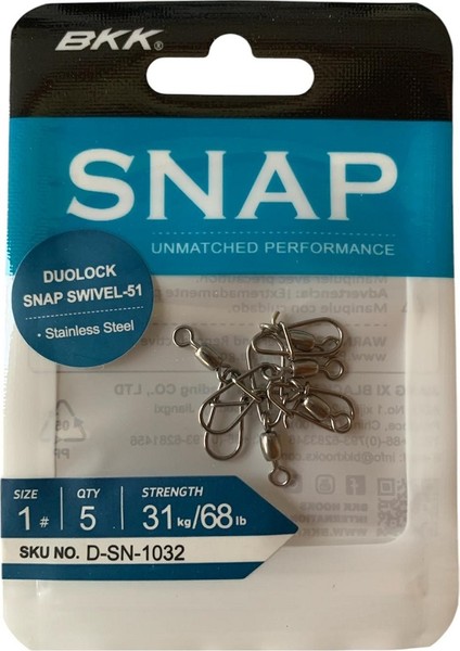Duolock Snap Swivel-51 No:1 Klipsli Fırdöndü (5'li Paket)
