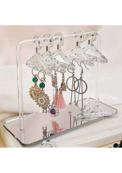 TeknoTrust Akrilik takılık ve küpe standı, aynalı, 15 cm, 10 parça, şık ve kullanışlı set