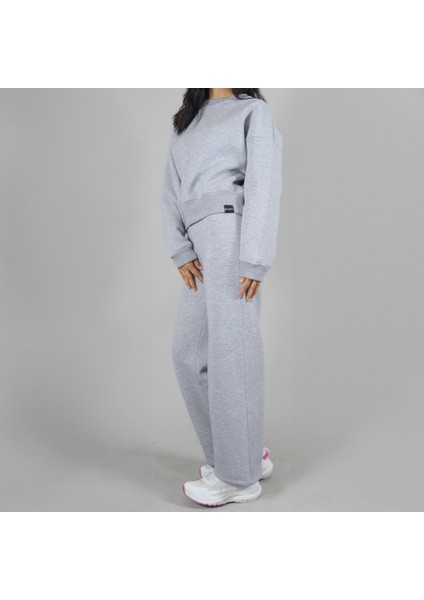 Iki Iplik Kadın Crop Sweatshirt & Yüksek Bel Düz Eşofman fiyatları