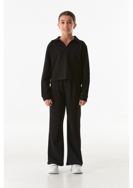 Basic Polo Yaka Beli Lastikli Kız Çocuk Takım