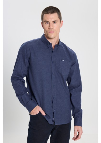 Regular Fit Normal Kesim %100 Pamuk Lacivert Gömlek