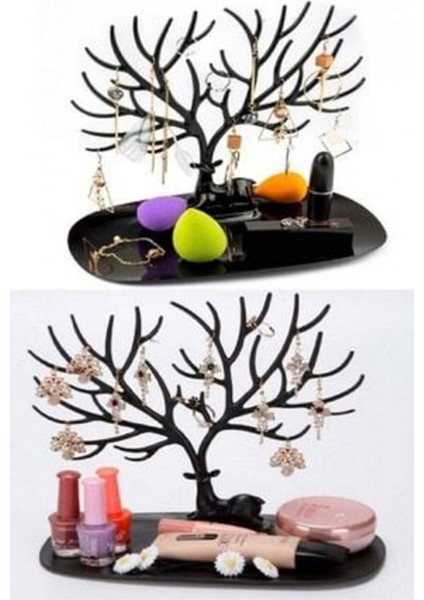 Siyah geyik tasarımlı takı ve mücevher standı, 15 bölmeli, dayanıklı plastik materyal fiyatları