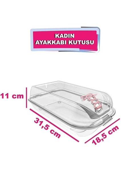 Tekno Trust Kadın Ayakkabı Saklama Kutusu Şeffaf Hava Alan Emniyetli 3 Adet
