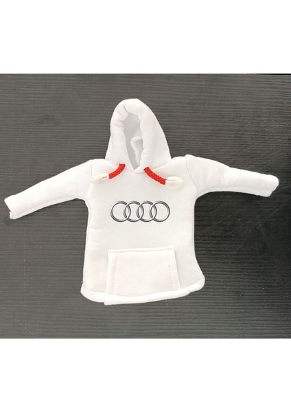 Beyaz Audi Vites Hoodie - Araç Vites Kıyafeti - Vites Poları - Audi Vites Hoodi