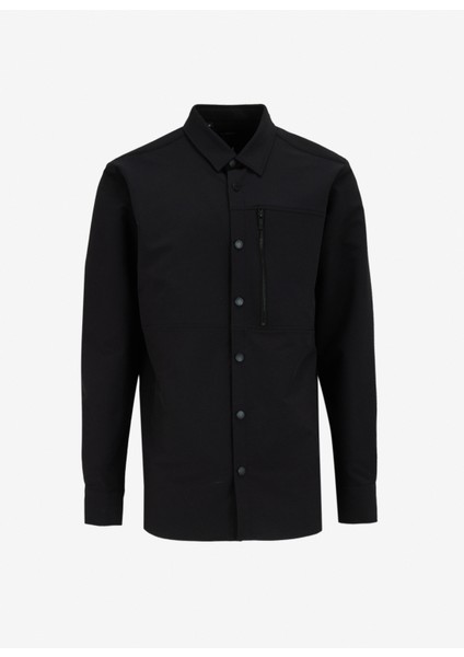Basic Gömlek Yaka Düz Siyah Erkek Gömlek F4WM-GML 2579