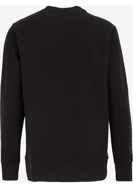 Siyah Erkek Bisiklet Yaka Relaxed Fit Baskılı Sweatshirt D4WM-SWT3224