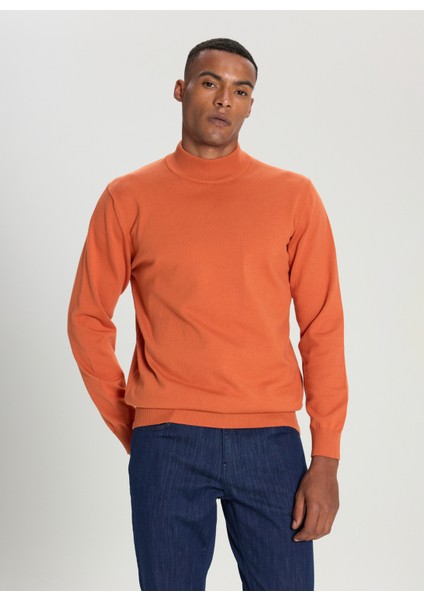 Yarım Balıkçı Yaka Standart Kiremit Erkek Kazak ACE492510017_TRIKO Yarım Balıkcı Ya