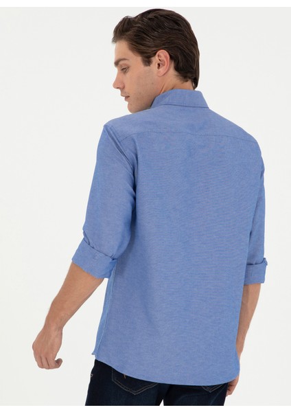 Slim Fit Klasik Yaka Saks Erkek Gömlek G081GL004.000.1958930 indirimleri