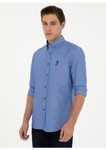 Slim Fit Klasik Yaka Saks Erkek Gömlek G081GL004.000.1958930 modelleri