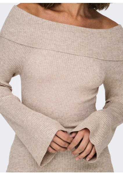 Normal Düz Açık Kahve Kazak Kadın Onljayden Ls Off Shoulder Knt modelleri