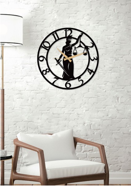 Adalet Kadını - Avukat Rakamlı Metal Siyah Duvar / Ev / Ofis Saati - Hediye Saat -50X50 cm fiyatları