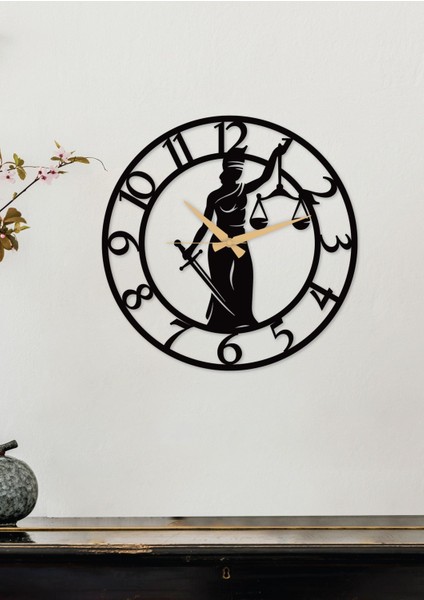 Adalet Kadını - Avukat Rakamlı Metal Siyah Duvar / Ev / Ofis Saati - Hediye Saat -50X50 cm fırsatları