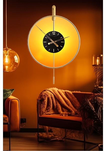 Altın renkli modern kablosuz yuvarlak LED sarkaç duvar saati, 60 cm fiyatları