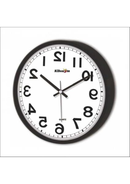 Modern siyah çerçeveli 22 cm duvar saati, şık ve zarif tasarım.