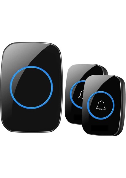 Kablosuz Kapı Zili 2 Buton + 1 Zil Ledli Uzaktan Kumandalı Işıklı Kapı Zili Yüksek Sesli 300MT Uzun Mesafeli