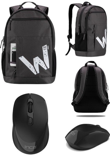 BP-WTX104 Wtxpro Su Geçirmez Kumaş 15.6" Laptop Notebook Sırt Çantası+Kablosuz Mouse