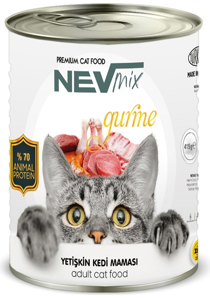 - Yetişkin Kedi Maması - Yaş Konserve - Gurme - (415 gr. X 5 Adet)