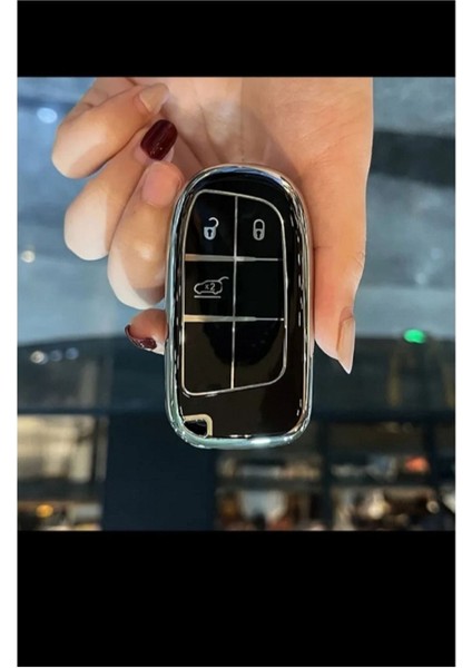 Lüx Fiat Egea Cross 500X Uyumlu 500L 3 Buton Nano Anahtar Kılıfı Siyah Gümüş Silver Renk fiyatları