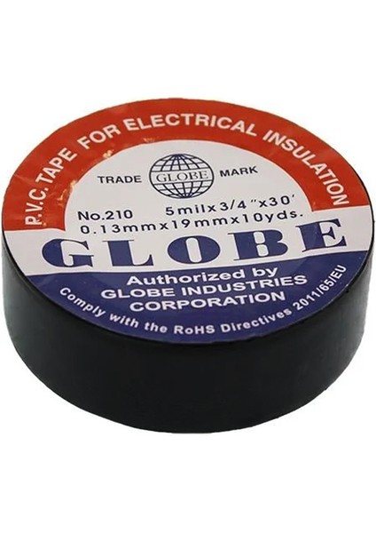 Globe Izole Bant Siyah 10LUK 0.13MMX19MM (4434)