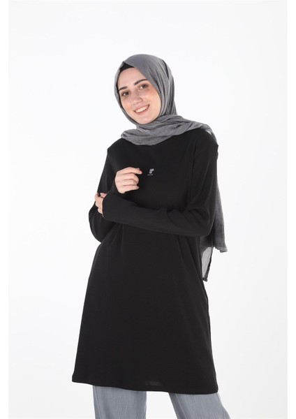 1455_BASKILI Taşlı Tesettür Tunik