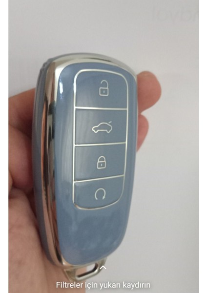 Lüx Chery Tiggo 8 Pro Omoda 5 Tiggo 7 Avantgarde Nano Anahtar Kılıfı Mavi Gümüş Silver Renk