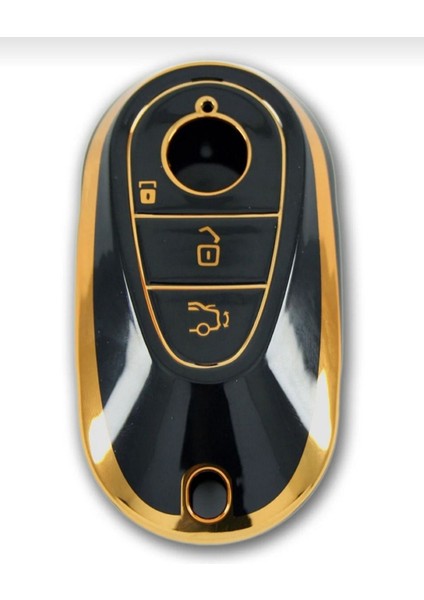 Lüx Mercedes C S Sınıf W206 W223 S350 C260 C300 Nano Anahtar Kılıfı Siyah Gold Renk