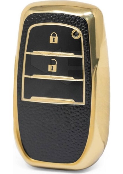 Lüx Toyota Hilux 2023-2024 Yılı Arası 2 Tuşlu Smart Koruma Anahtar Kılıfı Siyah Gold Altın Renk