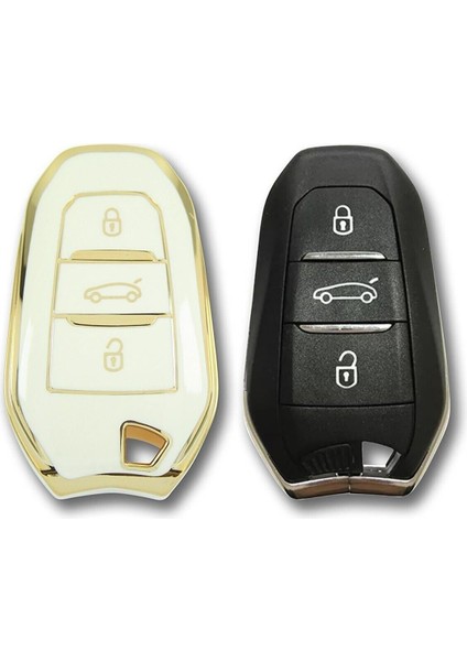 Peugeot,citroen C4,5008,3008,2008C3 Vb.nano Yüksek Kalite Silikon Kumanda Kılıfı Beyaz