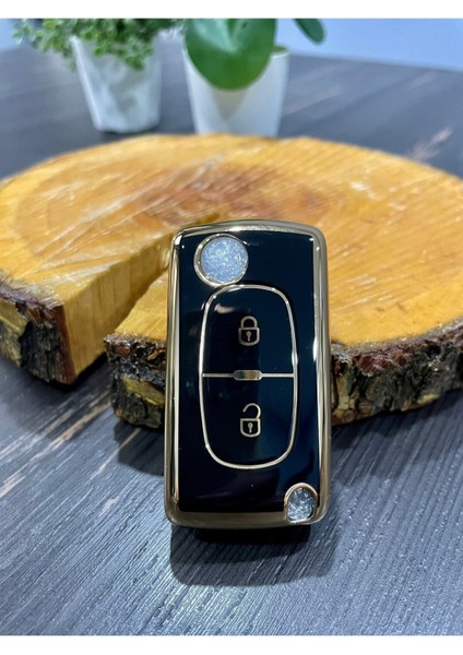 Peugeot 307 Sustalı 2 Buton Nano Silikon Anahtar Kılıfı Siyah Renk