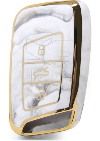 Lüx Passat B8 ve Super B 3 Buton Nano Anahtar Kılıfı Mermer Desenli
