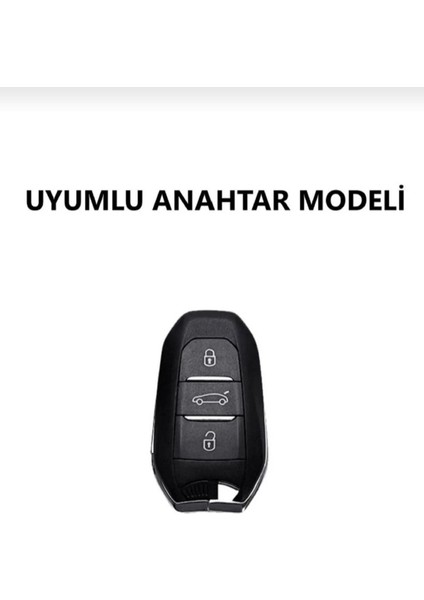 Gma Keys Peugeot 208 308 508 2008 3008 5008 Rifter Nano Anahtar Kılıfı Siyah Gümüş Silver Renk 1.ci Kalite