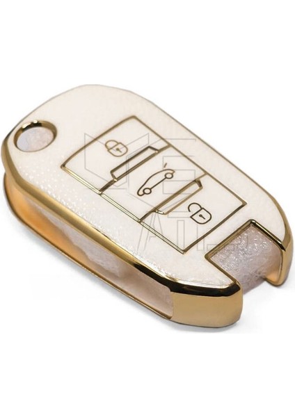 Lüx Peugeot 208 308 508 2008 3008 5008 Rifter Anahtar Kılıfı Beyaz Gold Altın Renk modelleri