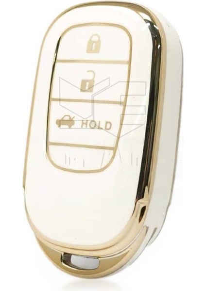 Lüx Yeni Honda Fe1 3 Buton Nano Anahtar Kılıfı Beyaz Gold Altın Renk 1.ci Kalite