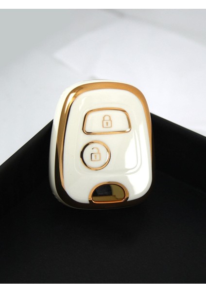 Lüx Peugeot 106 206 307 Partner Citroen C1 C3 Berlingo Nano Anahtar Kılıfı Beyaz Gold Altın Renk indirimleri