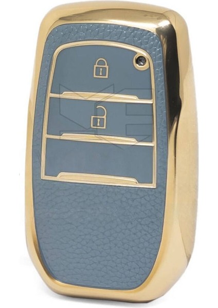 Lüx Toyota Hilux 2023-2024 Yılı Arası 2 Tuşlu Smart Koruma Anahtar Kılıfı Gri Gold Altın Renk
