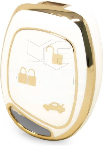 Lüx Ford Fiesta Mondeo Focus Transit Fusion 3 Buton Nano Anahtar Kılıfı Beyaz Gold Altın Renk